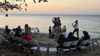 We celebrated Mardi Gras with a Rosary on the beach with cake and ice cream and swimming