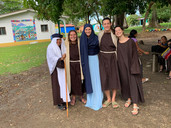 The women are already for the live Via Crucis through Mojoguay and the Finca! I was Veronica!