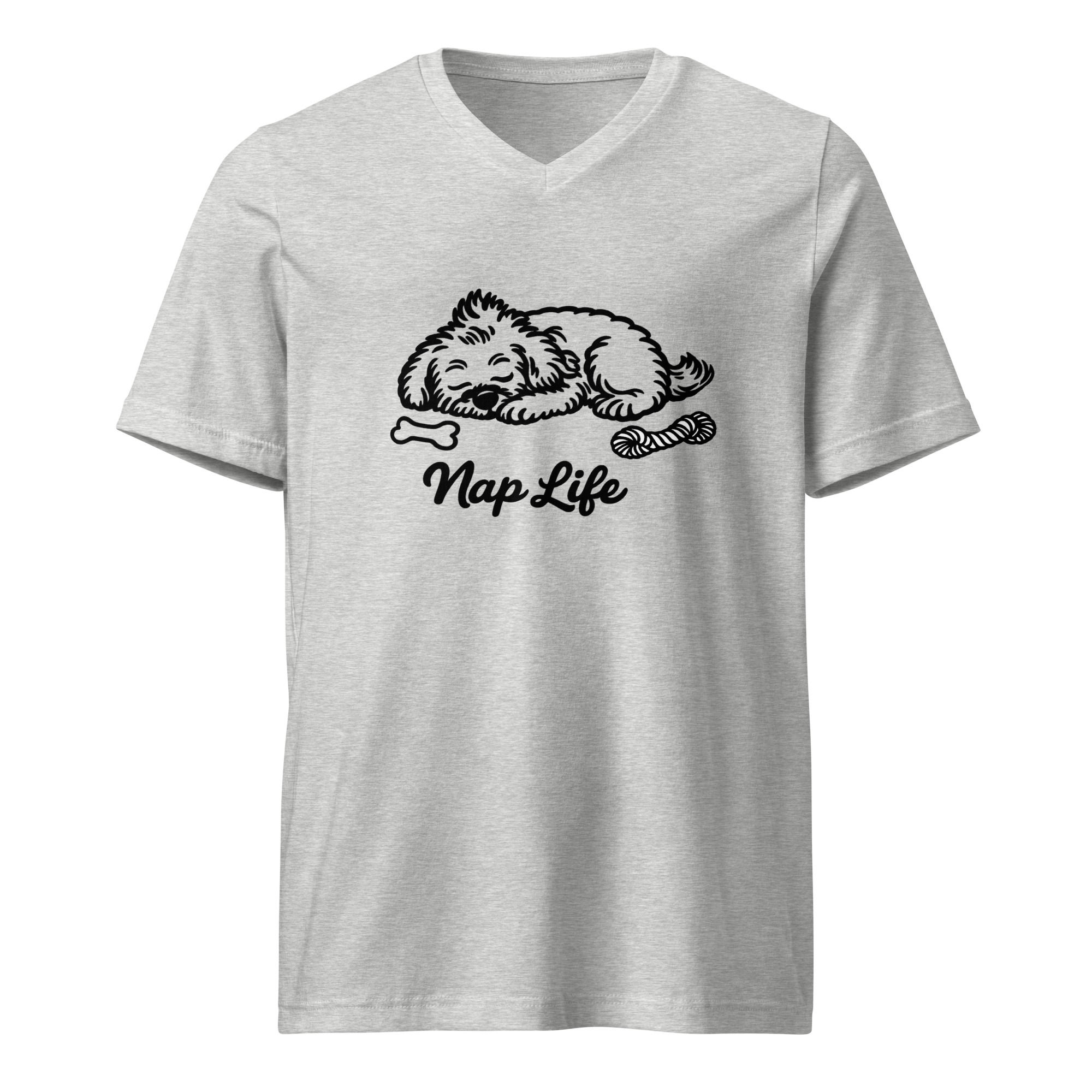Playful Pup Unisex Short Sleeve V-Neck Tee