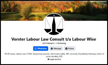 PROJECT: PERSON OF INTEREST - NICOLAS MACHIEL VORSTER OF VORSTER LABOUR LAW CONSULT T/A LABOUR WISE
