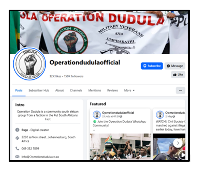 PROJECT: ILLEGAL USE OF THE NAME AND REPUTATION OF SPECIALISED SECURITY SERVICES & OPERATION DUDULA