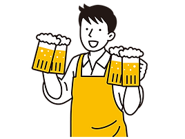 ビールを運ぶ男性