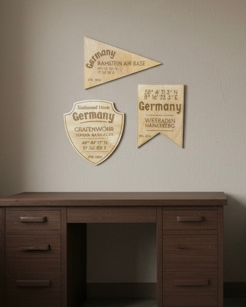 Thumbnail: Stationed Here Military Wall Sign | Custom Duty Station Plaque | Shield Shape