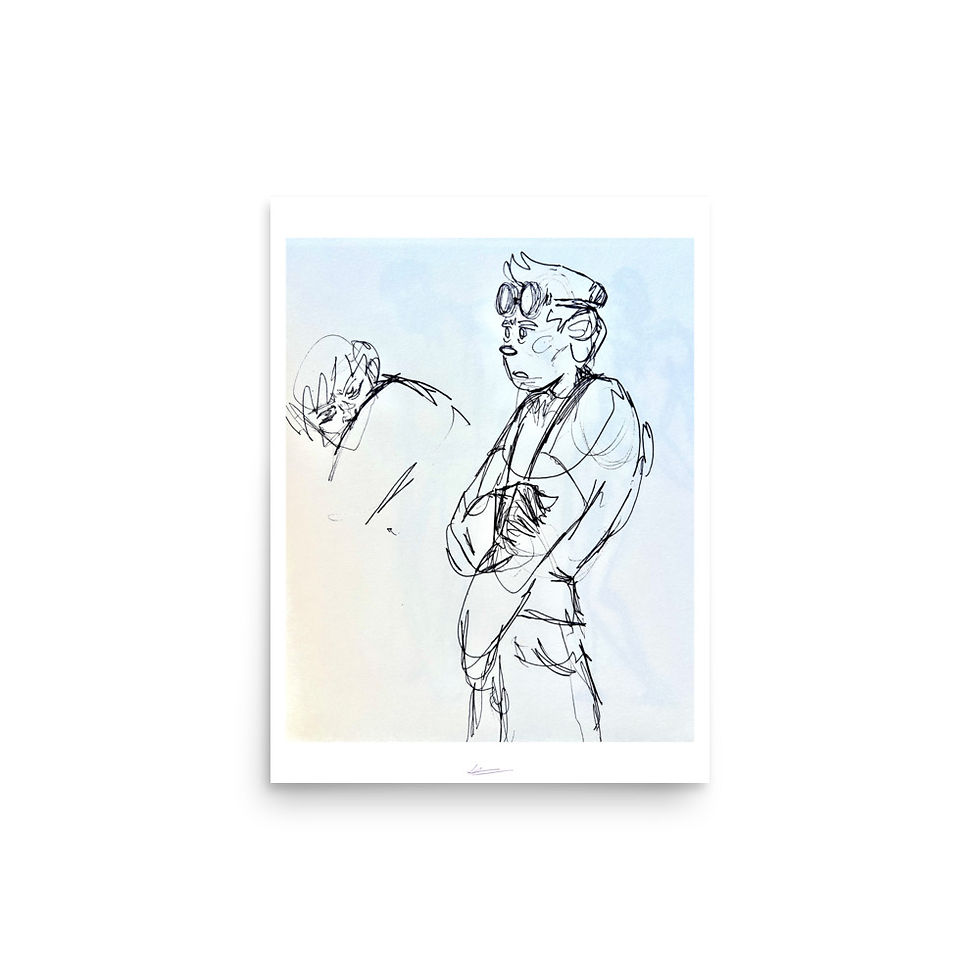 Thumbnail: Hesistant (poster of original sketchbook drawing)