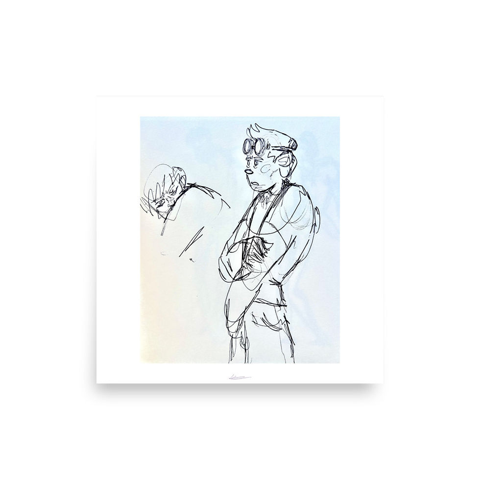Thumbnail: Hesistant (poster of original sketchbook drawing)