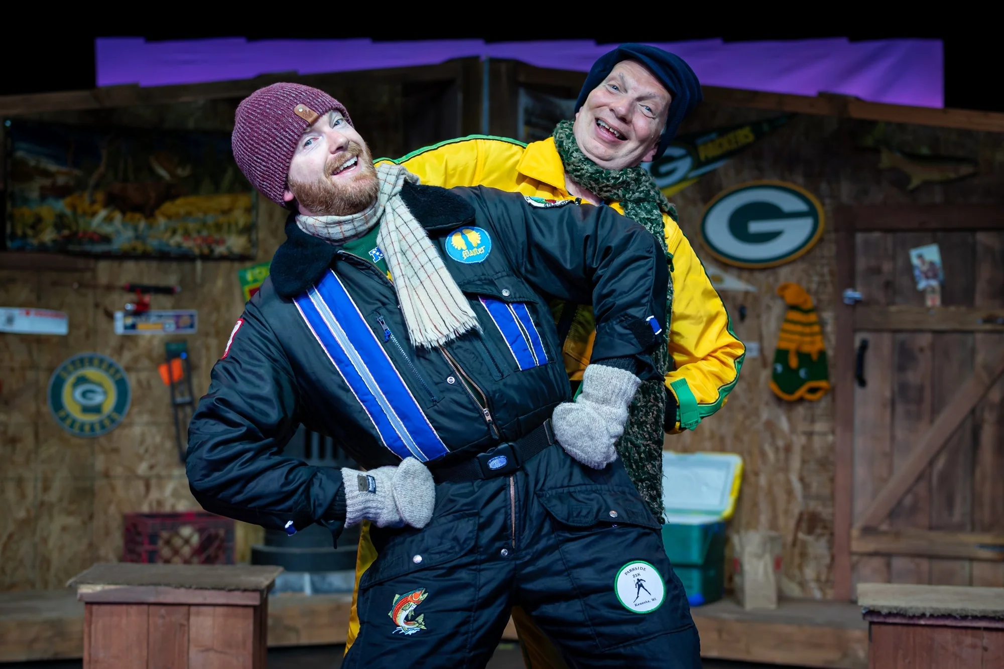 Wide view showing environment and actor pathways in Guys on Ice.
