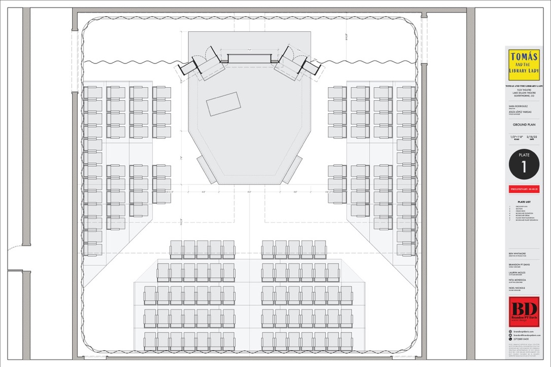 Ground plan drafting plate for Tomás and the Library Lady.