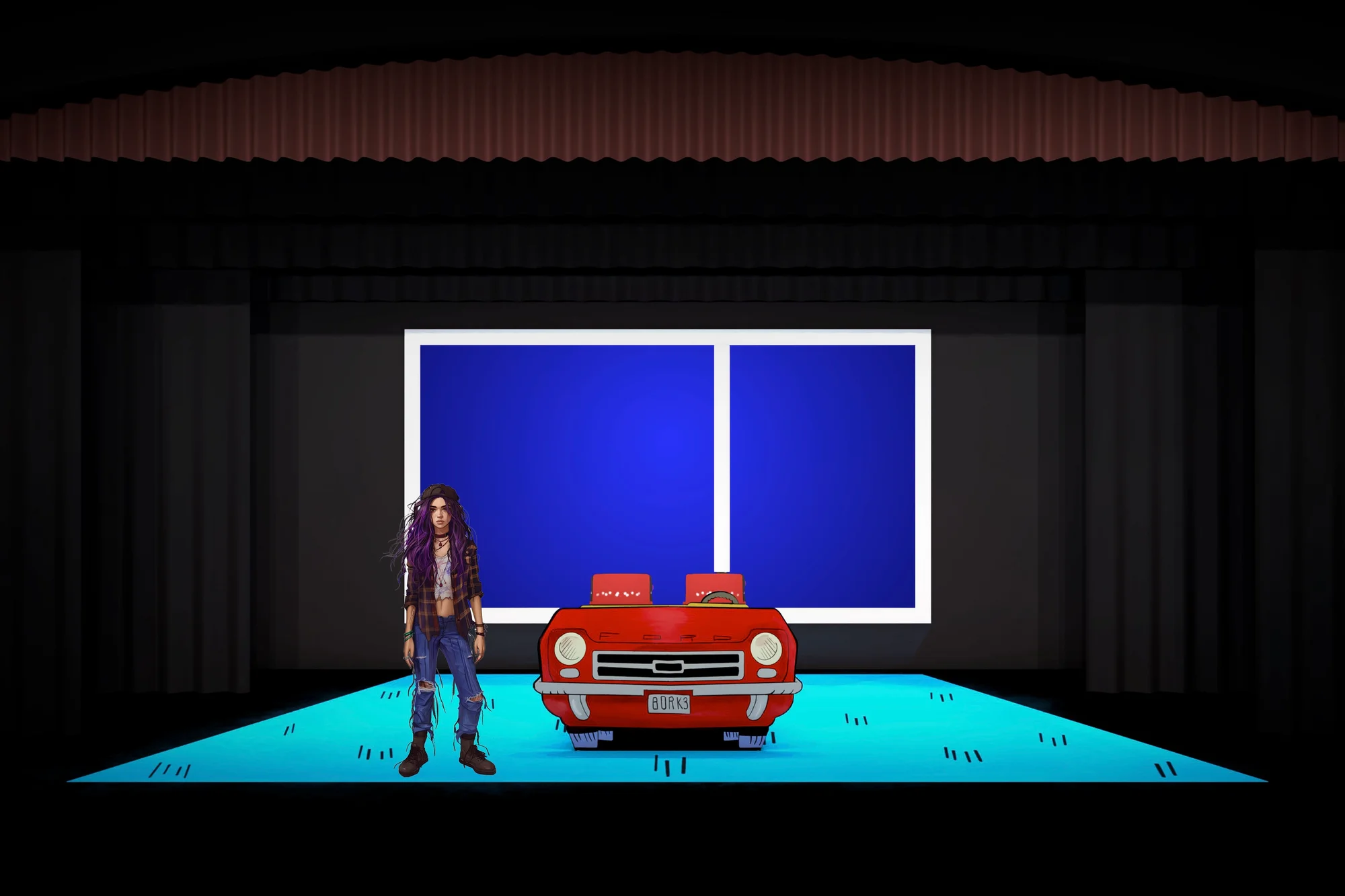 Rendering pass for Freaky Friday showing transformation-based scene logic.