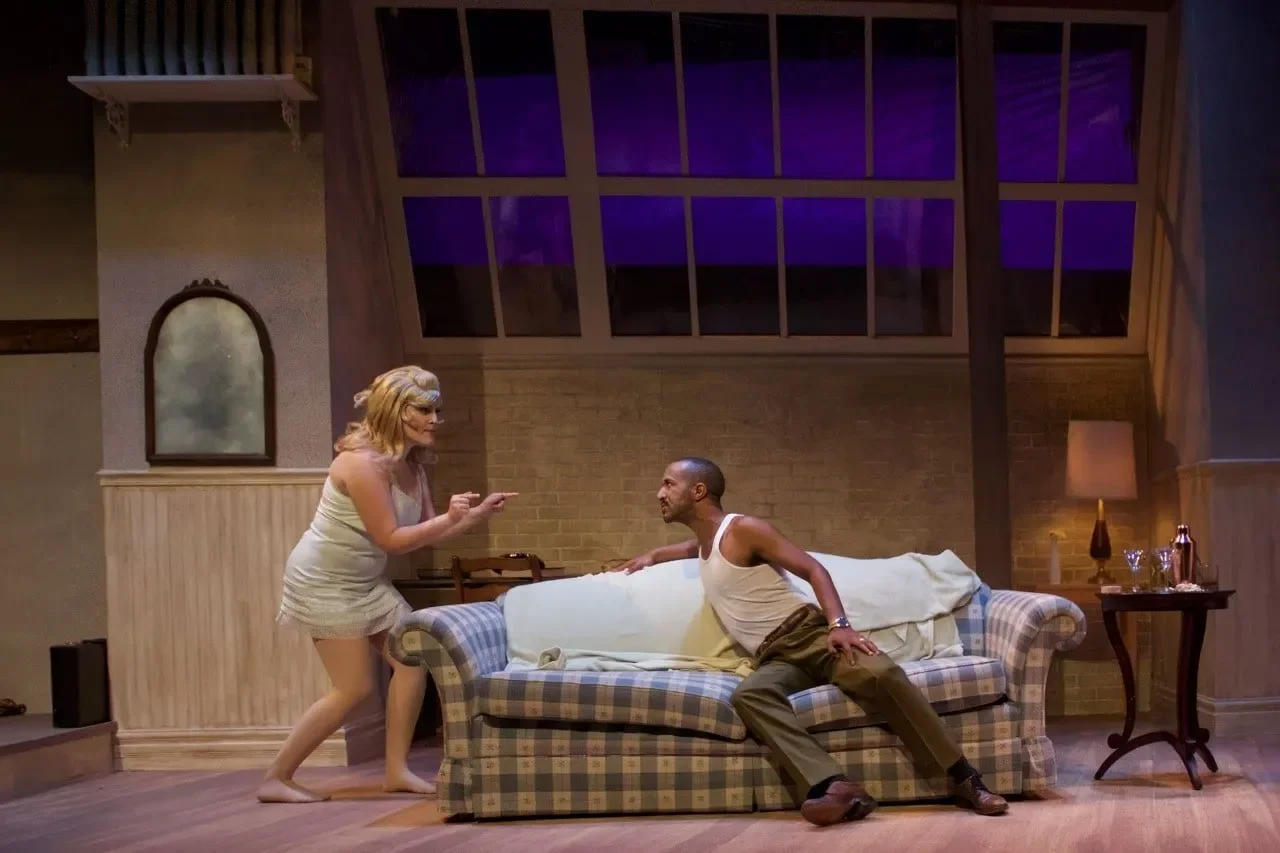 Scene highlighting sightlines and furnishing relationships in Barefoot in the Park.