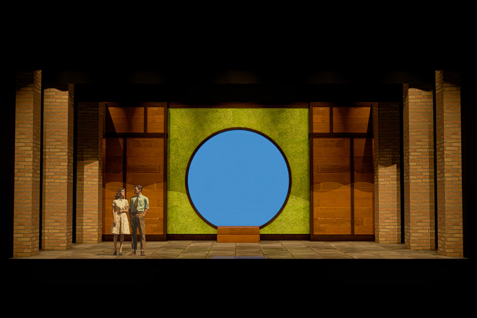 The Merry Wives of Windsor scenic rendering by Brandon PT Davis