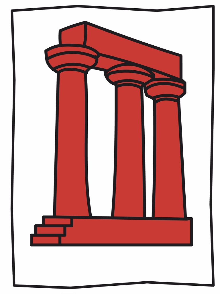 Red column Procreate graphic study for Head Over Heels inspired by Keith Haring line work.