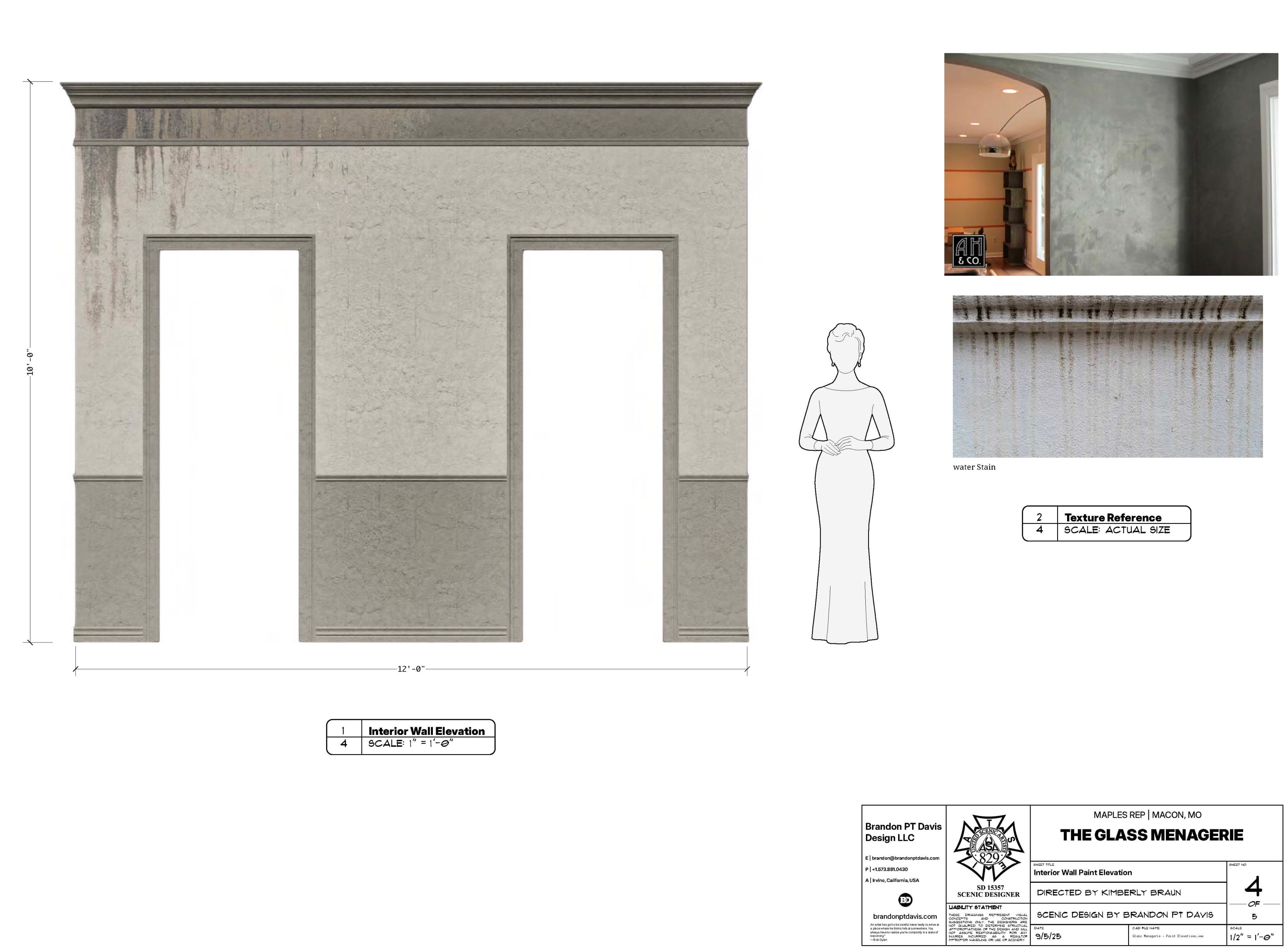 Interior wall paint elevation sheet for The Glass Menagerie.