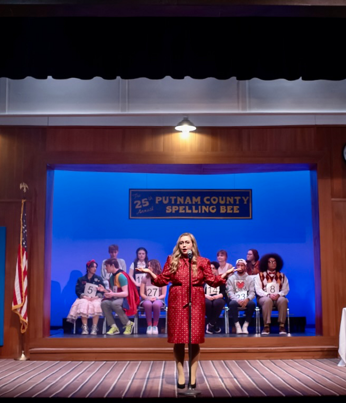 Production photograph for The 25th Annual Putnam County Spelling Bee at Stephens College; scenic design by Brandon PT Davis.