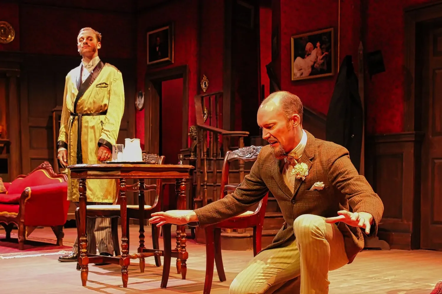 Period furnishings and practical lighting.