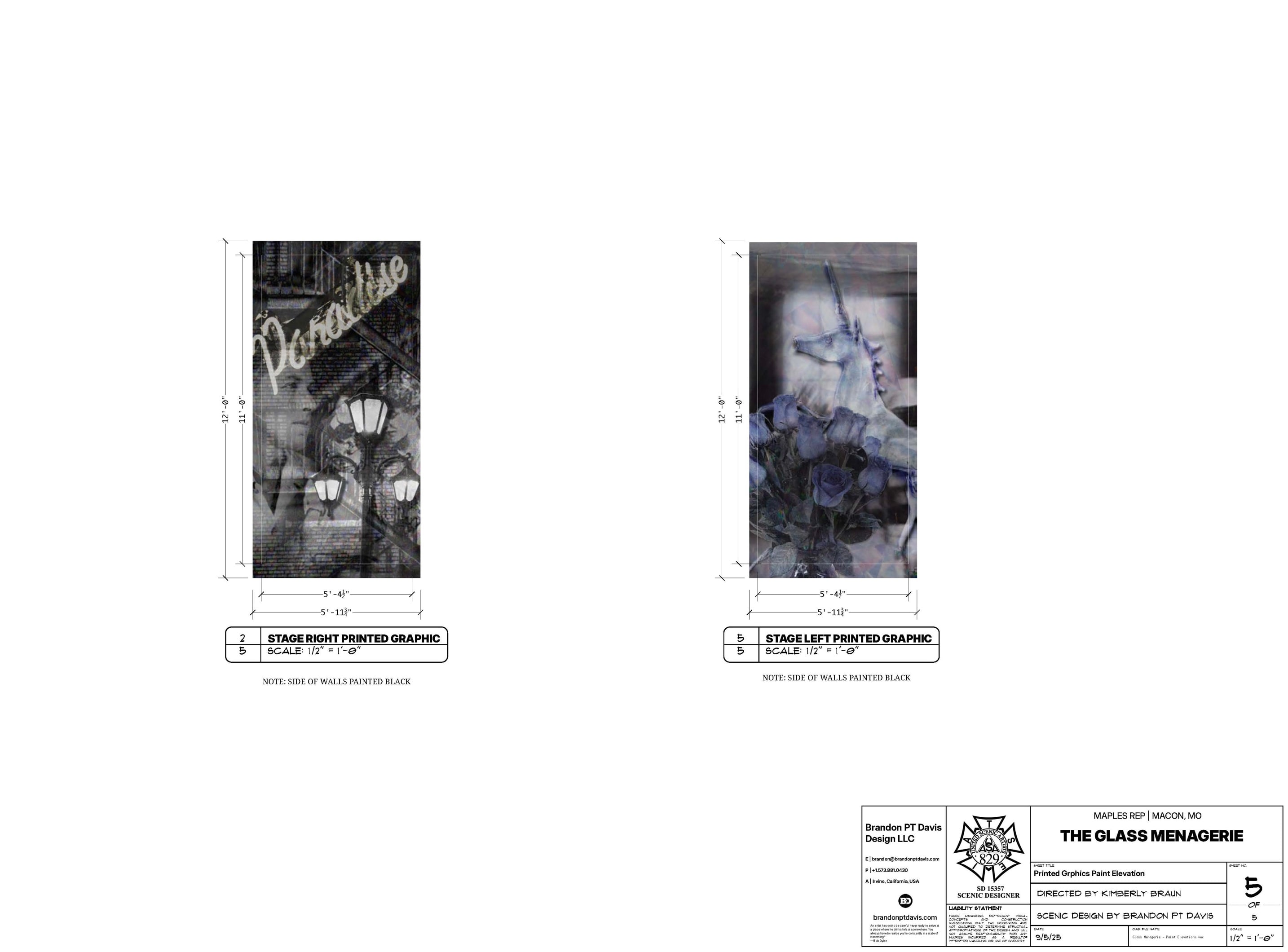 Printed graphics paint elevation sheet for The Glass Menagerie.