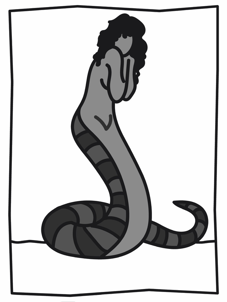 Serpent figure Procreate graphic study for Head Over Heels inspired by Keith Haring line work.