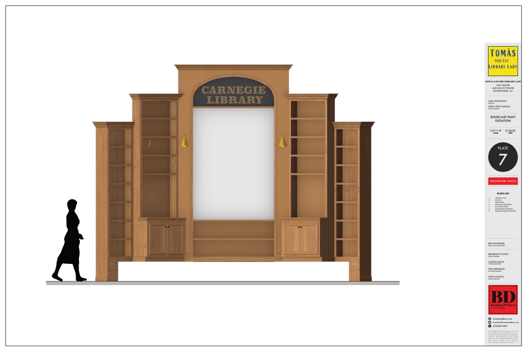 Bookcase paint elevation plate for Tomás and the Library Lady.