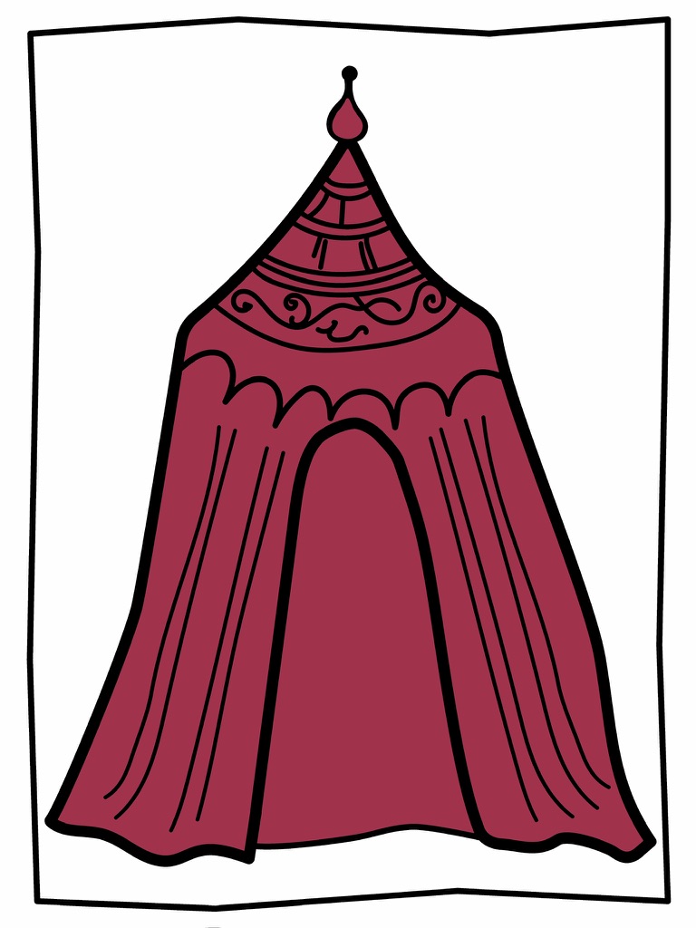 Red tent Procreate graphic study for Head Over Heels inspired by Keith Haring line work.