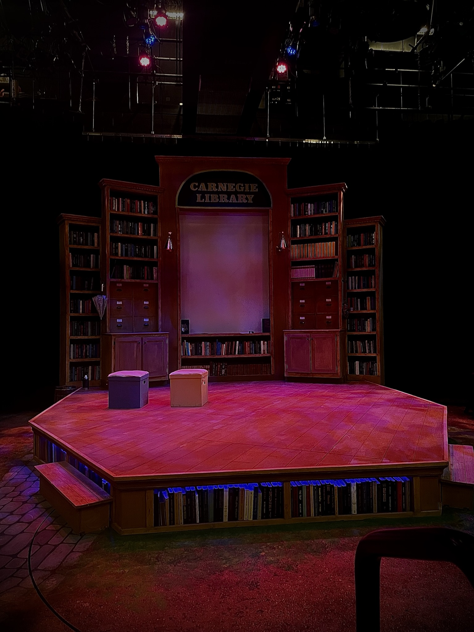 Production view of Tomás and the Library Lady scenic design at Lake Dillon Theatre Company.