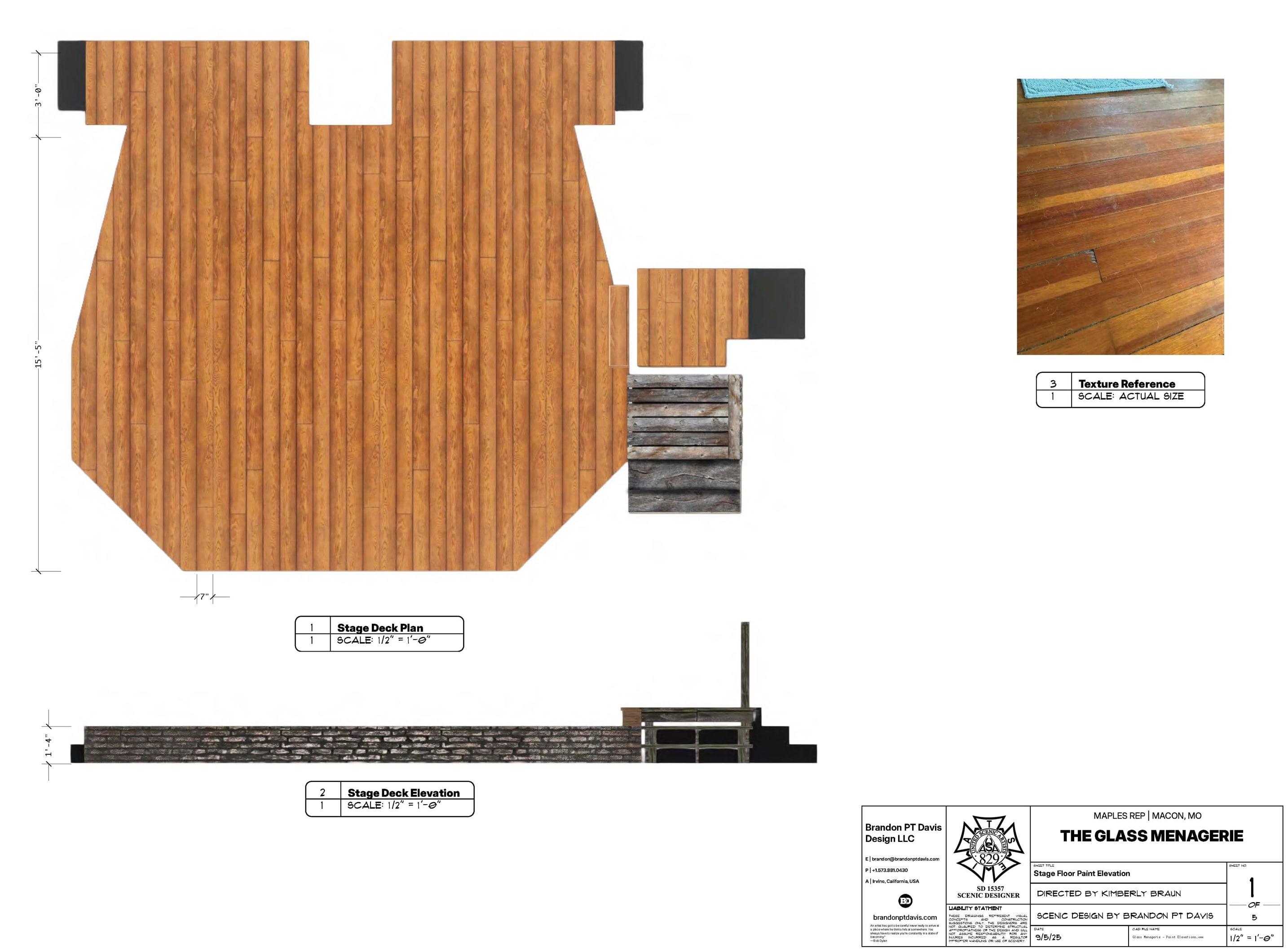 Stage deck paint elevation sheet for The Glass Menagerie.