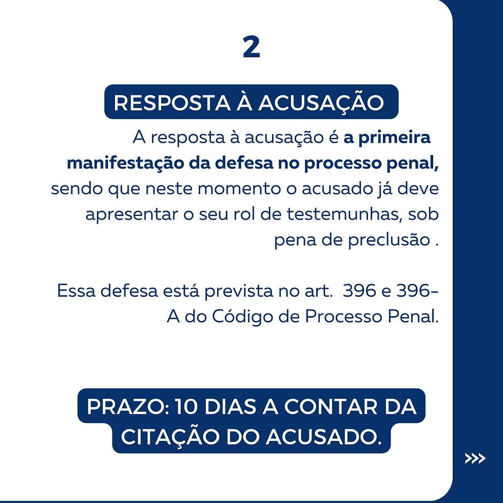 Qual o prazo para resposta à acusação?