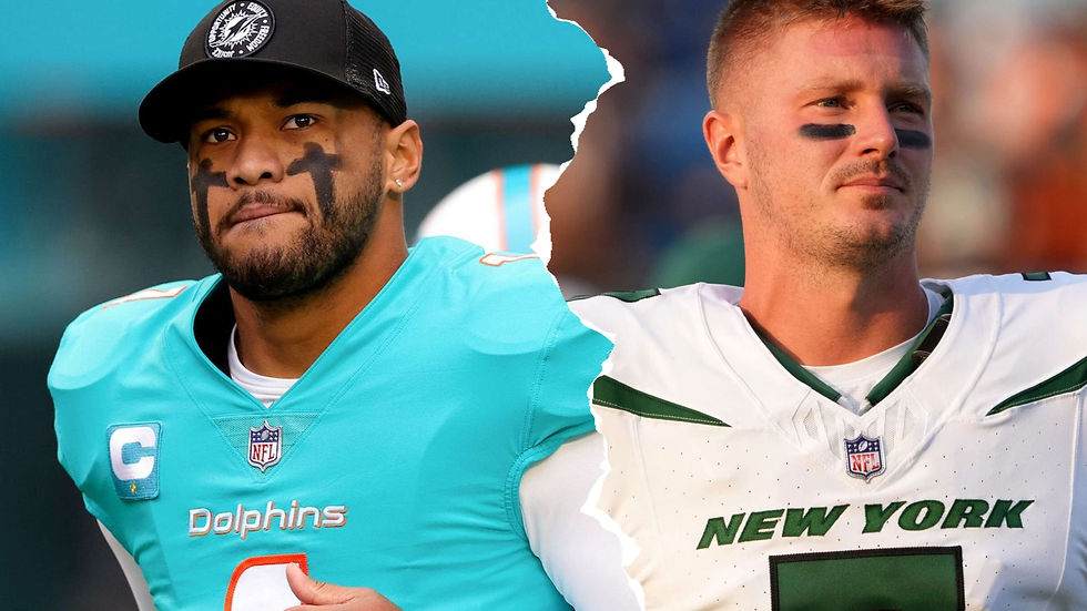 In 2023 NFL week 12 action Friday, Tua Tagovailoa will lead the Miami Dolphins at Tim Boyle's New York Jets