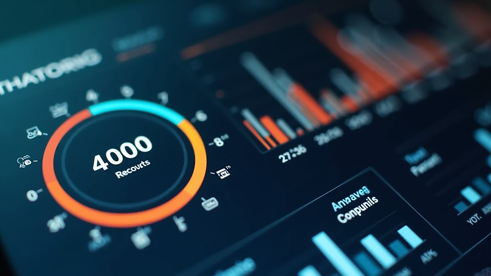 Close-up view of a digital dashboard displaying key performance indicators