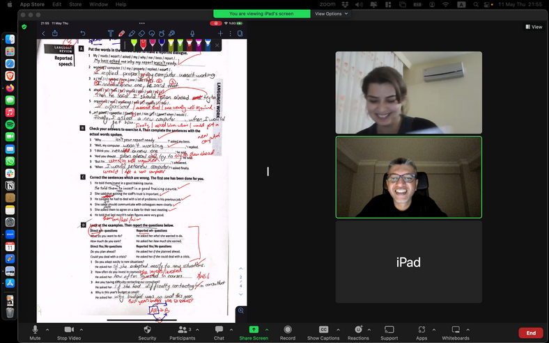 Apple iPad screenshare of English language teaching and tutoring, English, Grammar, Apple, Ipad, technology, education, learning, İngilizce