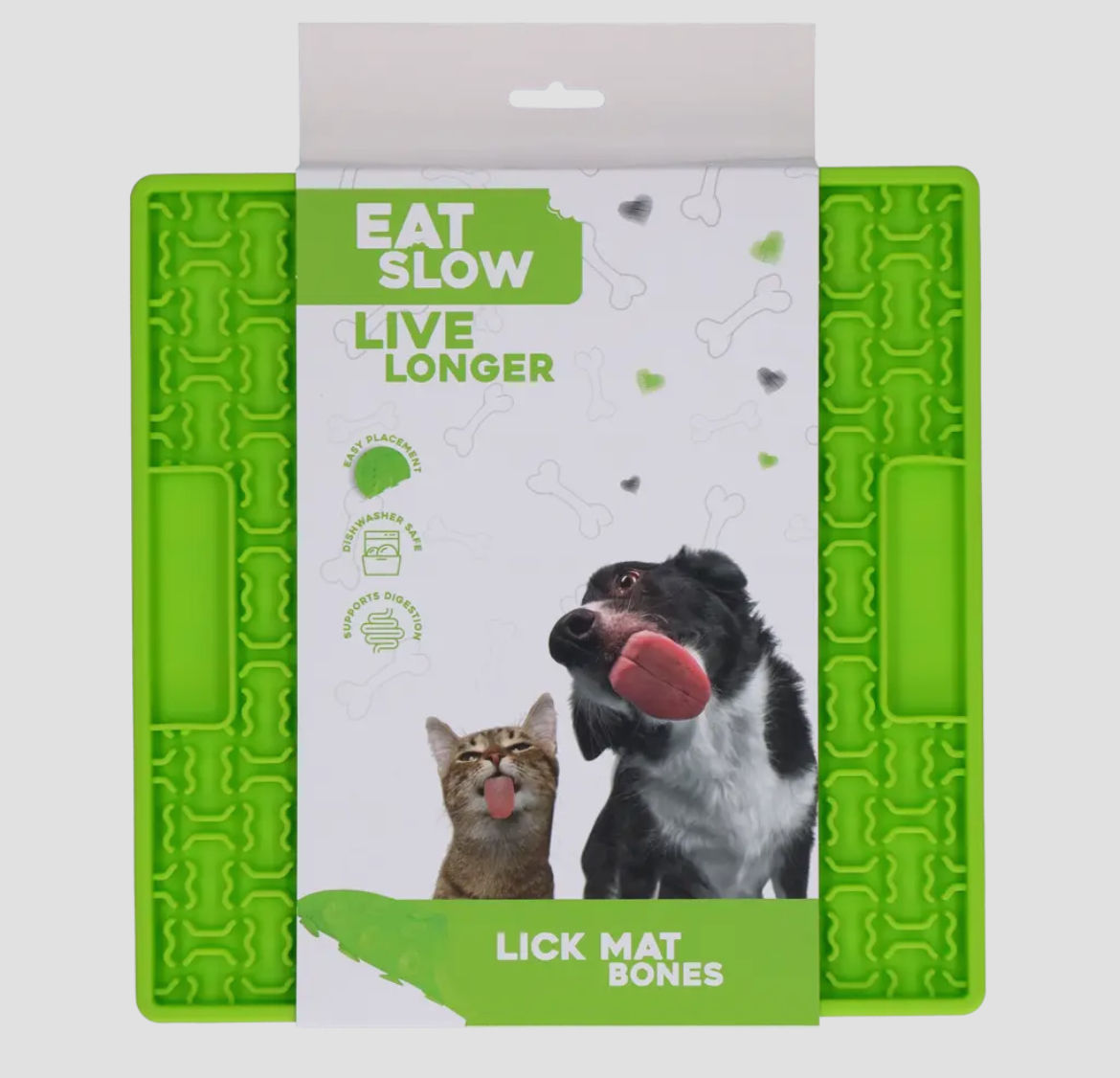 Tapis de Léchage pour Chien – Carré Texture Os Vert