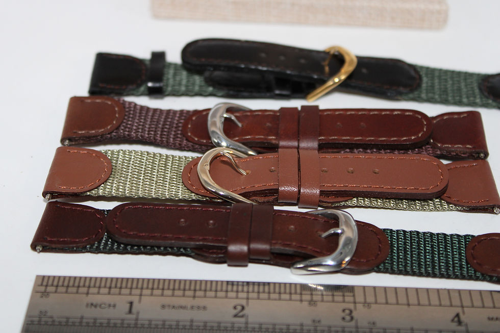 Thumbnail: Vintage Brown Blue Grey Tan Leather and Watch Band Material Mesh 18mm 19mm 20mm