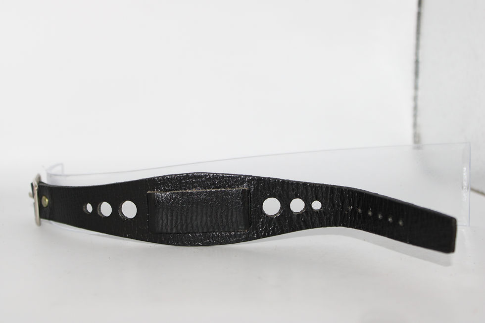 Thumbnail: 1960s Black Textured Genuine Calfskin 19mm Leather Watch Strap Size 7