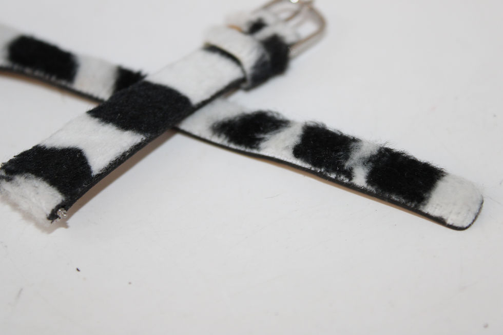 Thumbnail: Vintage Zebra Material Fuzzy Retro Watch Band Size 14mm