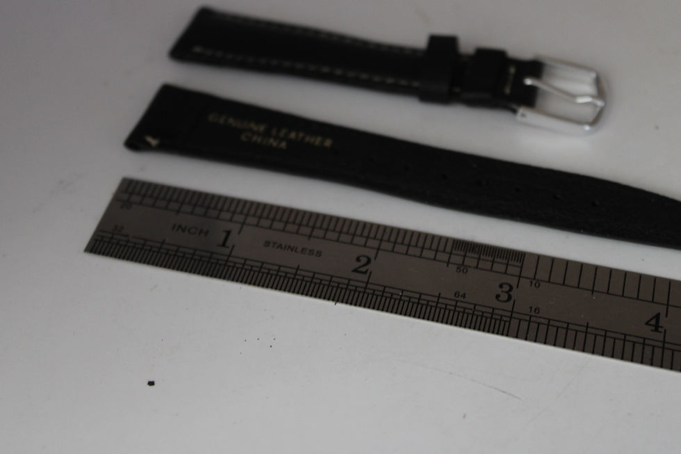 Thumbnail: Vintage Black Raised Stitch Silver Tone Buckle Watch Replacement Band Size 18