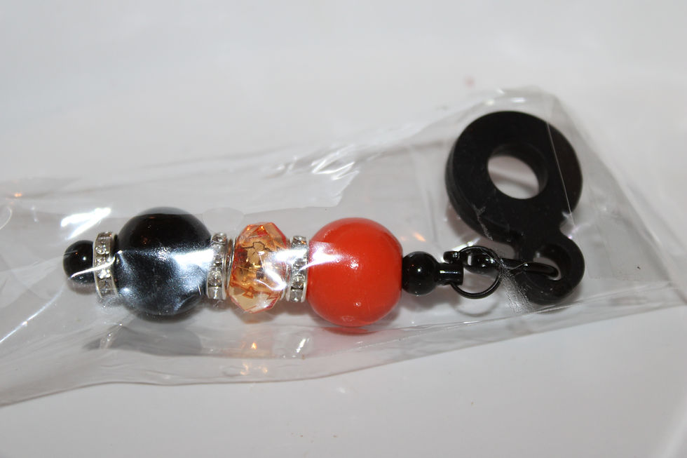 Thumbnail: Orange and Black Beaded Straw Charm for Tumblers 3" Long