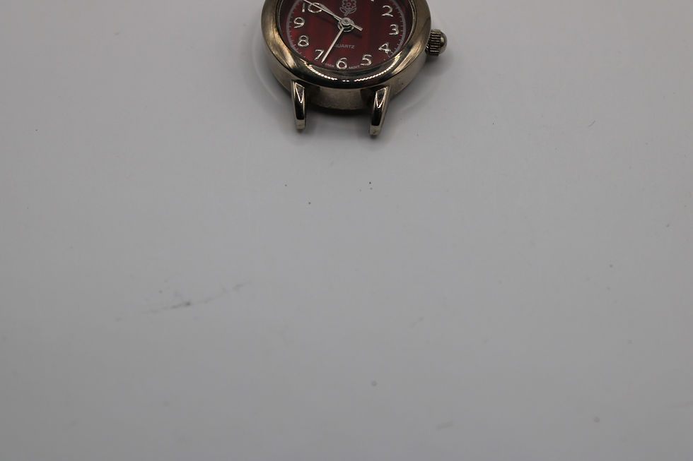 Thumbnail: 1" Flower Logo Red Watch Face Silver Tone Round 22mm Bezel 8mm Watch Band Needed
