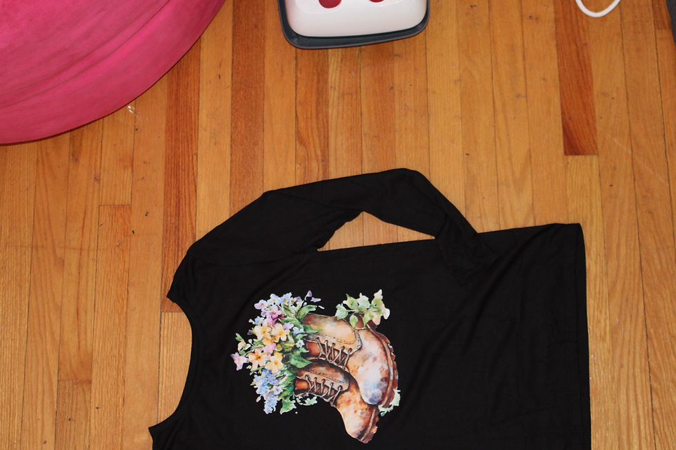 Thumbnail: Black Long Sleeve Garden Boot Shirt With Flowers Size Medium