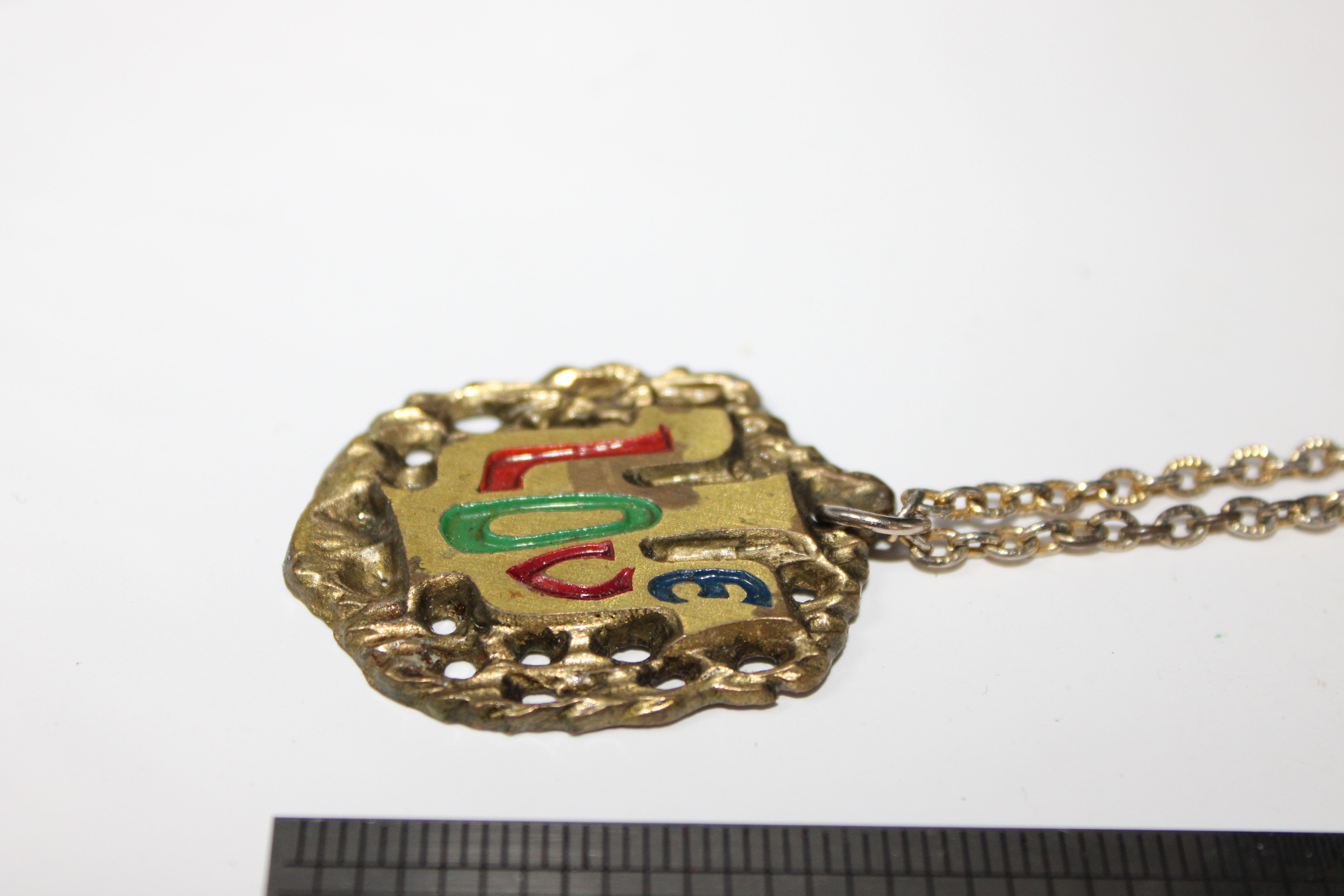 Vintage Gold Tone Love Pendant Multi Colored 24"