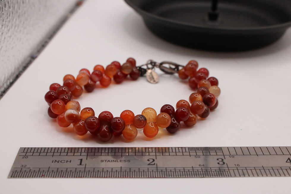 Thumbnail: Beach Bead Designs Signed Bracelet Orange Shaped Peanut Beads