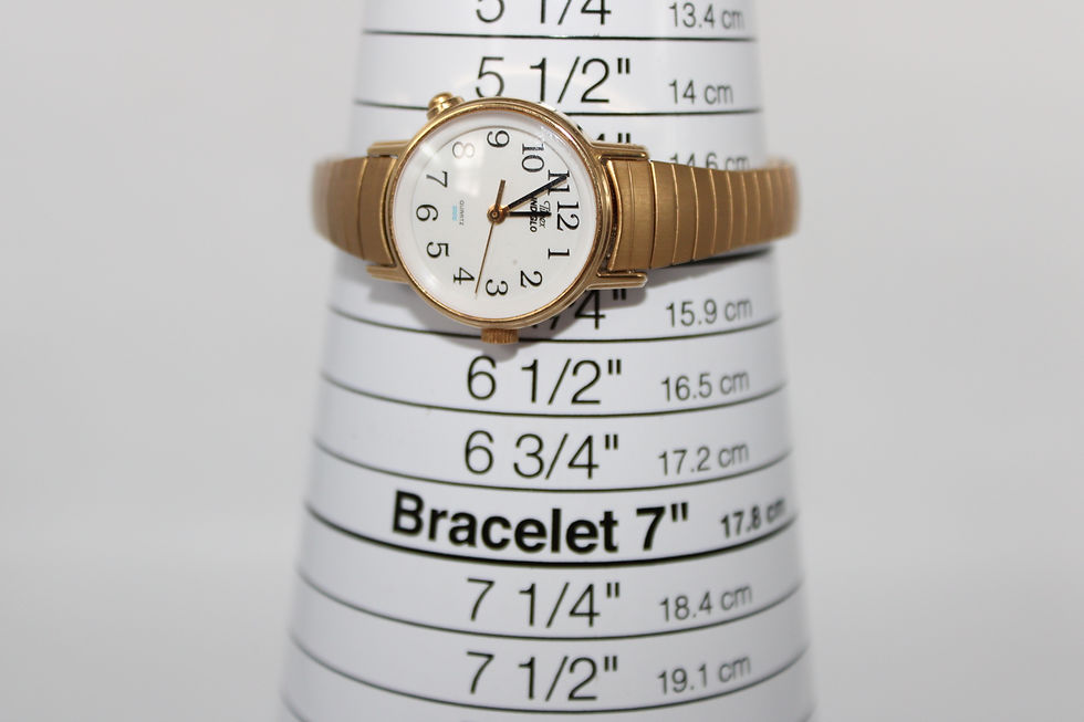 Thumbnail: Vintage Gold Tone Timex INDIGLO Quartz Dated Stretchy Band New Battery WR30M