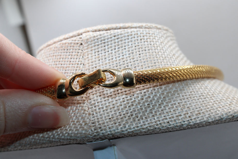 Thumbnail: Vintage Snake Gold Tone Choker Necklace with Clasp