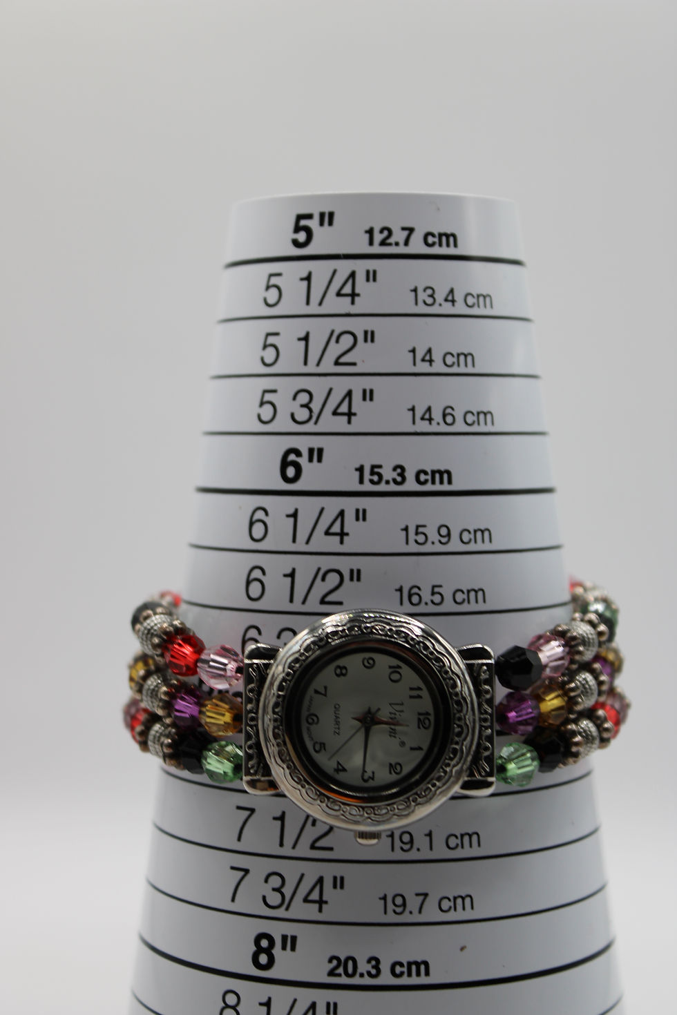 Beaded Ladies Vivani Watch 3 Strands Red Size 7