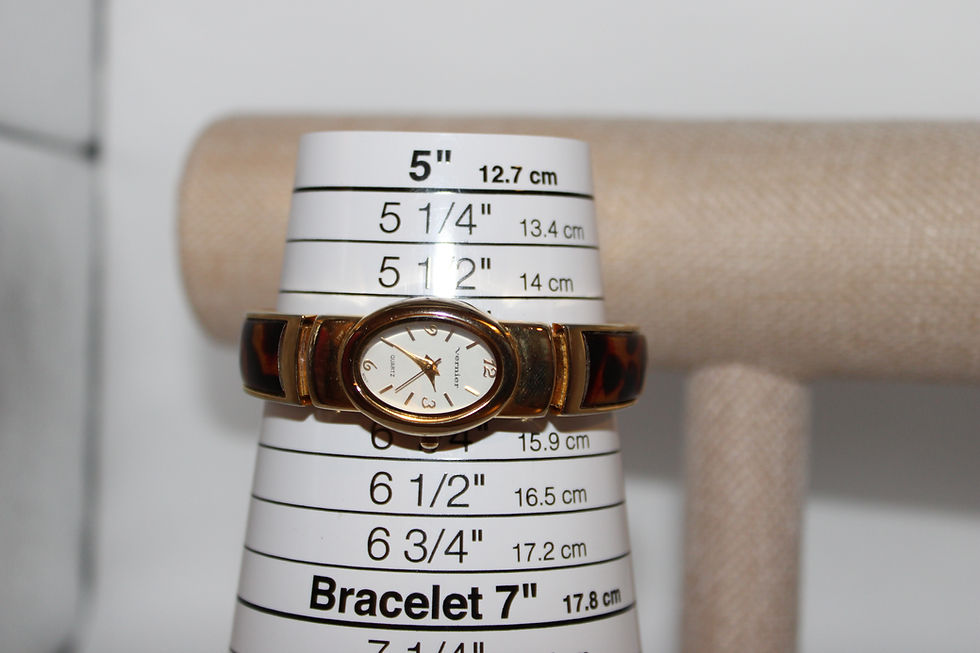 Thumbnail: Vernier Brand Oval Faced Ladies Bangle Watch Leopard Brown Gold Tone