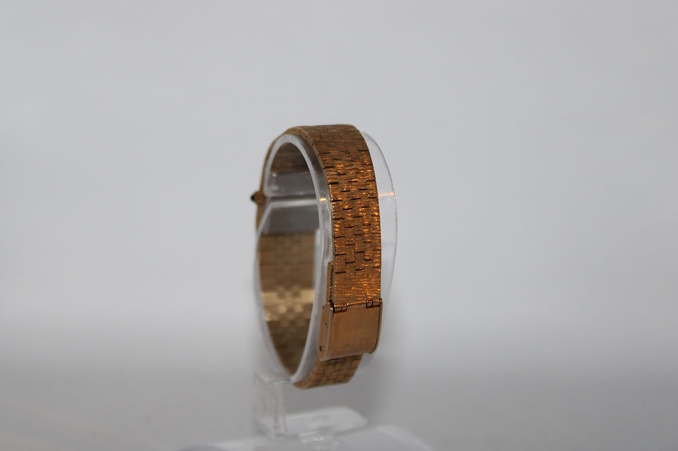 Thumbnail: Vintage Benrus Citation Gold Metal Watch Size 6 Black Dial