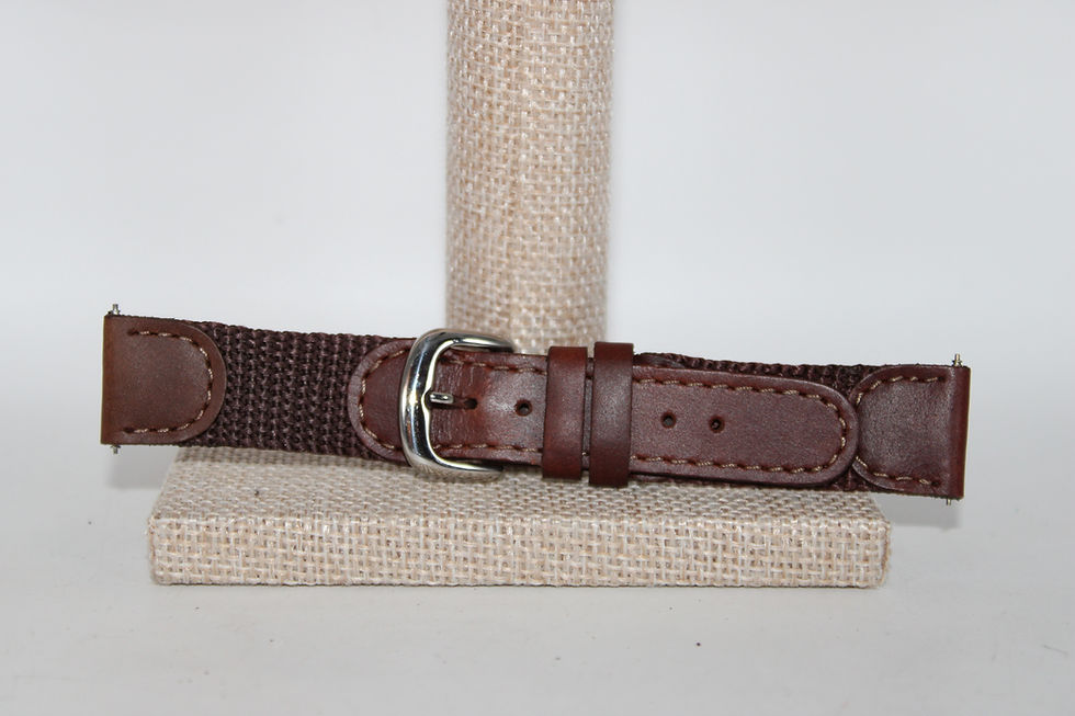 Thumbnail: Vintage Brown Blue Grey Tan Leather and Watch Band Material Mesh 18mm 19mm 20mm