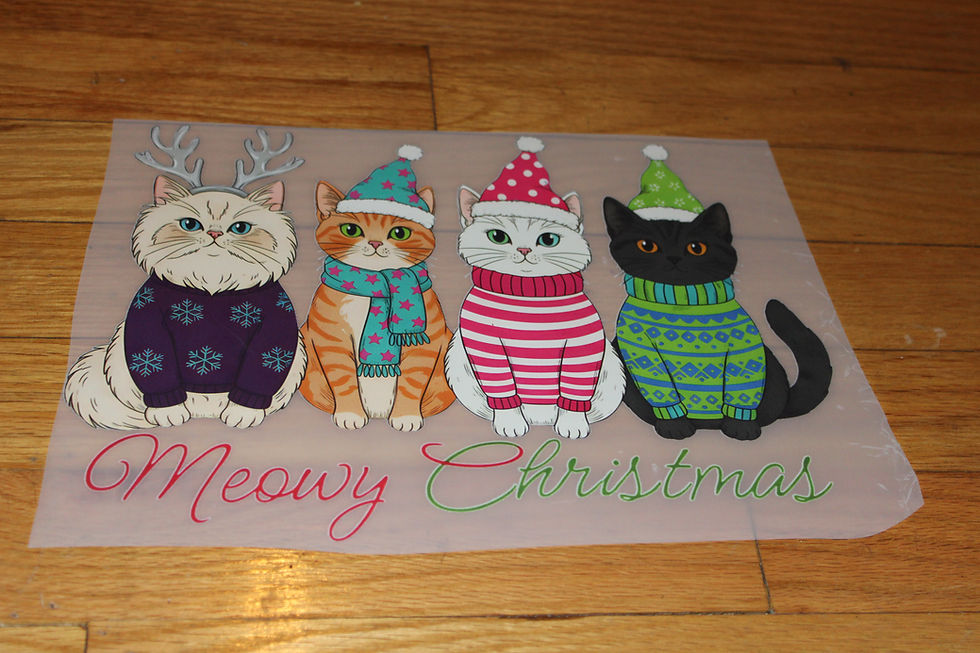 Thumbnail: Meowy Cat Lovers Christmas DTF Print Size Adult S/M