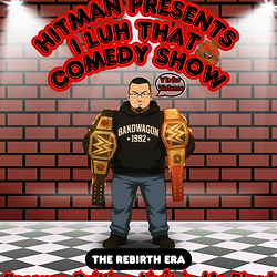 Promotional poster for "I Luh That Comedy Show" at Fort Lauderdale Improv on October 18, 2025, featuring a brick wall stage background, spotlights, and a bold red and black theme. Includes the quote "They counted me out – So I rewrote the script" in dripping red text over a checkered floor.