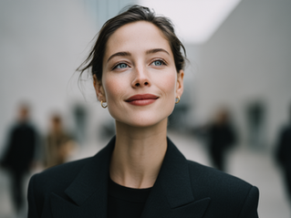 Femme confiante et charismatique habillée en noir. 