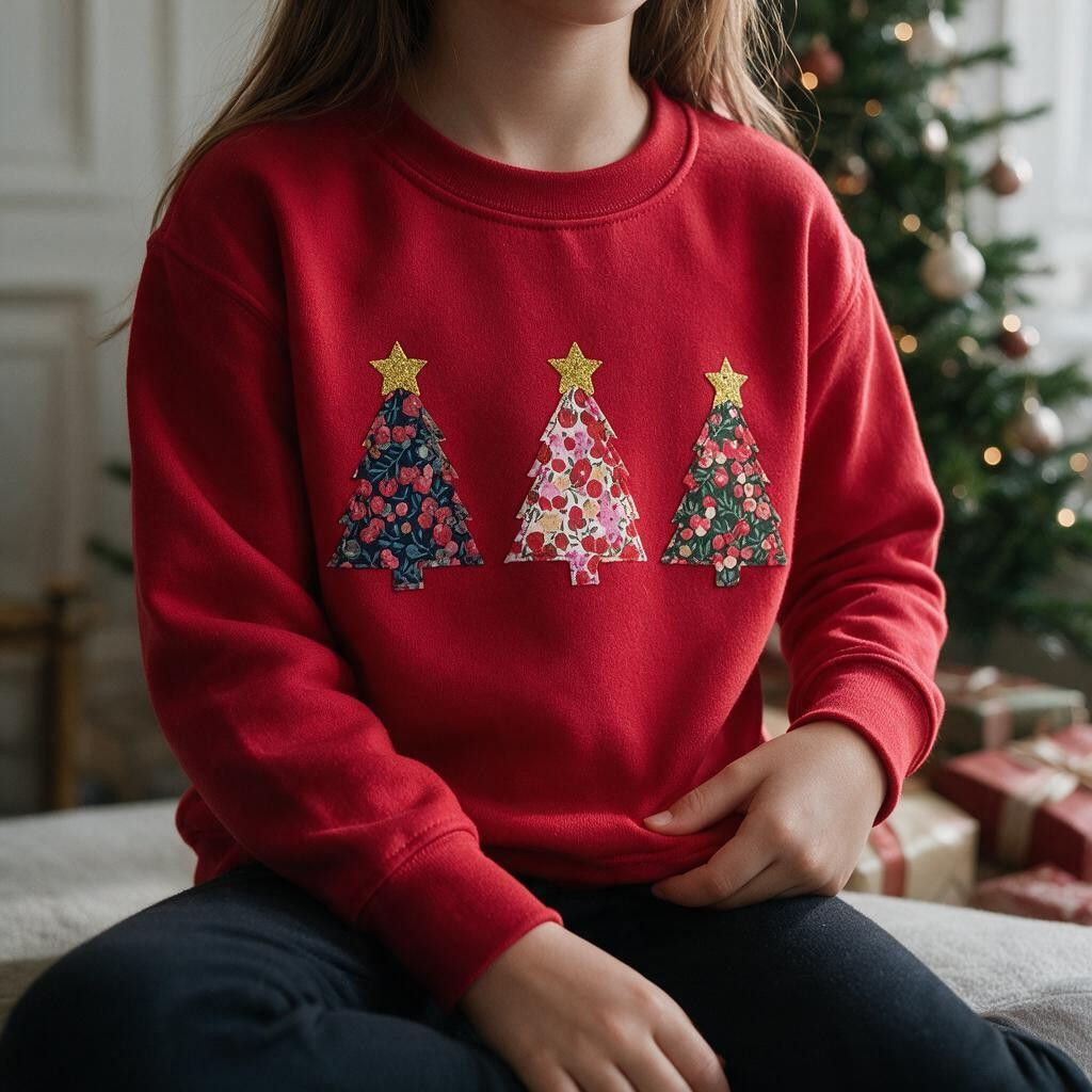 Liberty of London children's Christmas trees red jumper