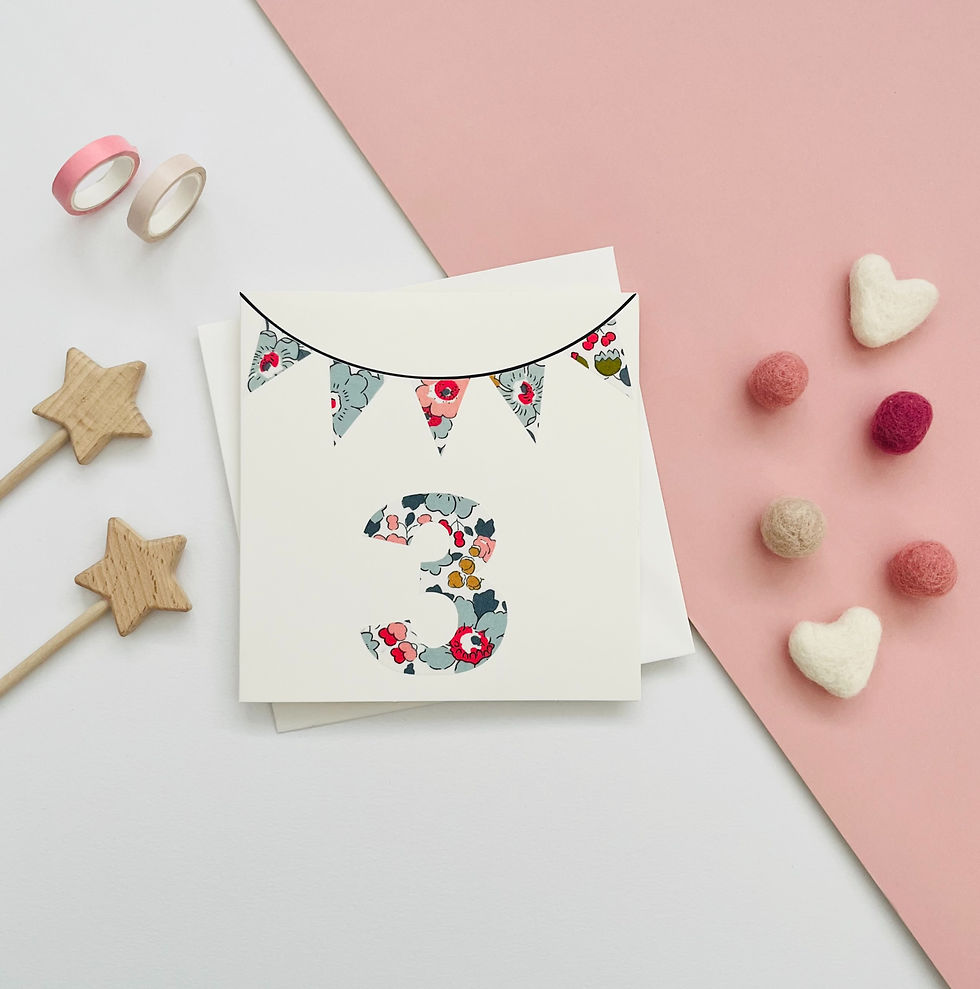 Thumbnail: Liberty of London Birthday greeting card with bunting design - white