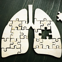 A gold lung puzzle with a single displaced piece is depicted.